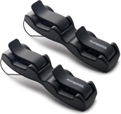 SUPERIOR ESSENTIALS Sunglass Holder for Car Visor Clip - Sun-Glasses Holder and Ticket Card Clips - Car Visor Accessories - Luxury Eyeglass Car Mount (Pack 2) - size: Pack 2