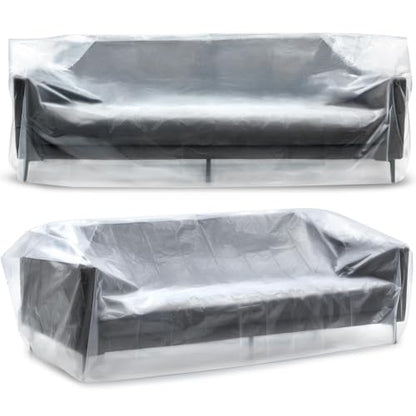 Plastic Furniture Covers for Moving - Heavy-Duty Couch Cover for Sofa, Waterproof & Dustproof Clear Moving Bags for Renovation, Wrap or Storage - Extra Large Bag Open Size 96 x 42 x 62 Inch
