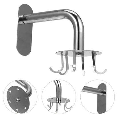 ABOOFAN Stainless Steel Multi-Function Rotating Hooks Set, No Punch Wall-Mounted Household Hangers for Bathroom and Kitchen Storage, Traceless Heavy Duty Organizer with 6 Hooks