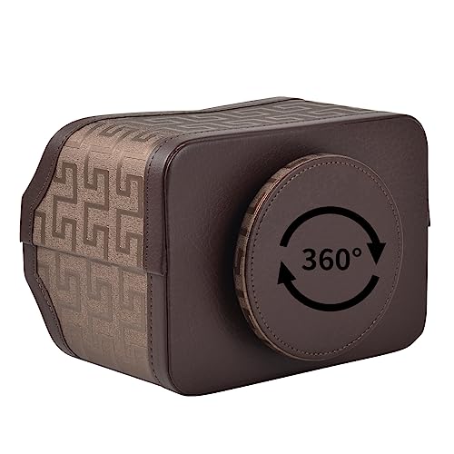 Leather Remote Control Holder 360°Rotatable,Bedside Nightstand Phone Caddy,Office Supplies Storage Box,Desk Organizer for TV Remote Controllers,CD,Pen,Mail,Media Player,Tablets(Coffee Gold) - color: Coffee Gold