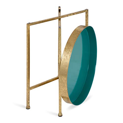 Kate and Laurel Celia Metal Foldable Round Accent Table, 18.25" x 18.25" x 22", Teal and Gold, Modern Minimalist Design and Detachable Magnetic Tabletop - color: Gold/Teal