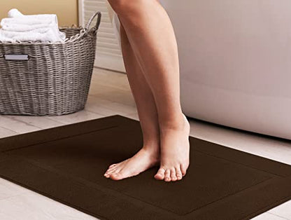 Utopia Towels Cotton Banded Rug, Bath Mats, Not a Bathroom Rug, 21 by 34 Inches, 100% Ring Spun Cotton, Highly Absorbent Shower Bathroom Floor Mat,Dark Brown, 2 Pack - color: Brown
