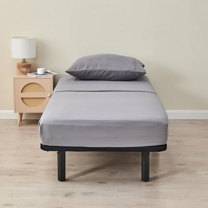 Kingnex 30x75x9 RV Bunk Sheets Set for Narrow Twin Bed Soft Brushed 1800 Microfiber 3 Piece Bedding Set Includes 1 Cot Size Fitted Sheet 1 Flat Sheet 1 Pillowcase Cot Grey - color: Grey, size: Cot 30x75 RV Bunk Set