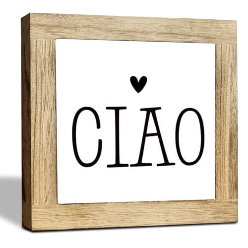 JXZOLQ CIAO Sign, CIAO Decor Sign, Italian Hello Signs, Rustic Wooden Plaques Signs, Italian Home Decors, Chic Decoration, Home Decor for Shelf, Farmhouse Homes Decors, Front Door Decoration - color: Décor 4