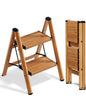 SOLADDER 2 Step Ladder, Folding Step Stool with Anti-Slip Wide Sturdy Pedal, Multi-Use for Home and Kitchen Use, Space Saving-Woodgrain(300lbs Capacity) - color: Woodgrain, size: 2 Step