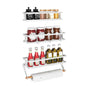 3 Pack Spice Rack Wall Mount, White | Paper Towel Holder and Hooks, Screw or Adhesive Hanging, Space Saving, For Stove, Cabinet, Pantry - color: White