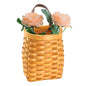 Hanging Wall Basket Wood Woven Basket, Small Hanging Basket for Wall Decor, Decorative Flower Basket for Front Door
