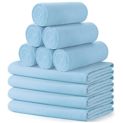 Buryeah 10 Pcs Fleece Blanket Bulk Soft Warm Fleece Blankets Cozy Lightweight Throw Blankets Plush Pet Throw Blanket for Home Bed Sofa Office Wedding Gifts Travel(50" X 60",Light Blue) - color: Light Blue