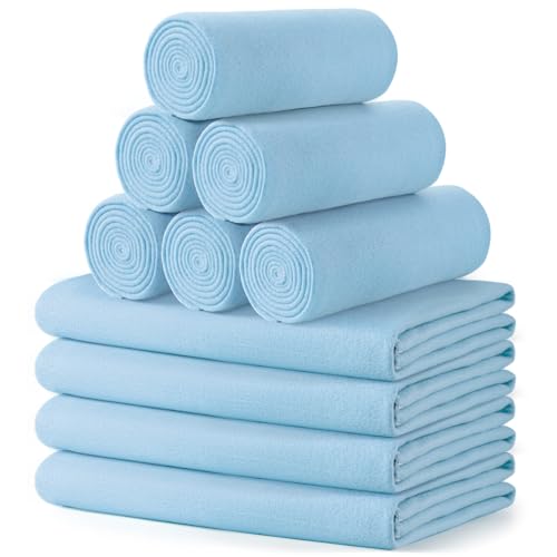 Buryeah 10 Pcs Fleece Blanket Bulk Soft Warm Fleece Blankets Cozy Lightweight Throw Blankets Plush Pet Throw Blanket for Home Bed Sofa Office Wedding Gifts Travel(50" X 60",Light Blue) - color: Light Blue
