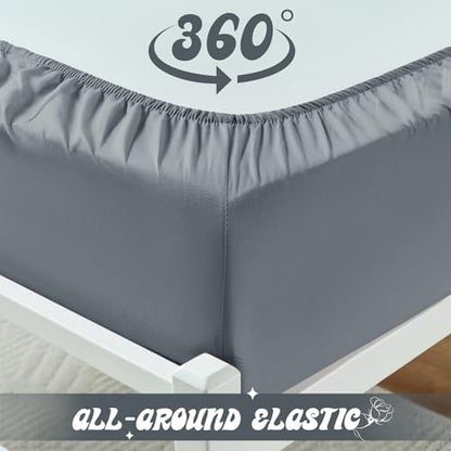 VACVELT Cot Fitted Sheet, 31 x 75 Inch Silver Grey Cot Sheets, Ultra Soft and Breathable Microfiber Bed Cover Snug Fit for Narrow Twin/RV Bunk/Camper Bunk/Guest Beds/Trifold Mattress - color: Silver Grey