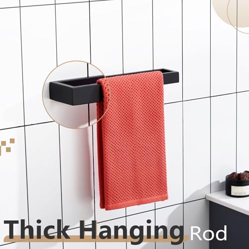 KOKOSIRI Towel Bar Matte Black Hand Towel Holder 12-Inch Kitchen Rack Stainless Steel for Bathroom Hardware Wall Mounted, 1 Pack B4008BK-L12 - color: Matte Black, size: 12-Inch