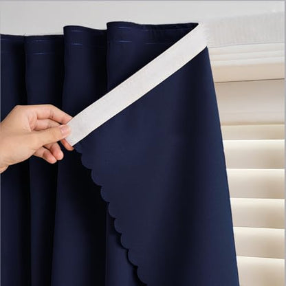 Adhesive Curtain - No Drilling, No Rod, Easy to Install Blackout Curtains for Window Blinds,Bedroom(Navy Blue 35 * 71in-1P) - color: Navy Blue, size: 35"W x 71"L (Pack of 1)