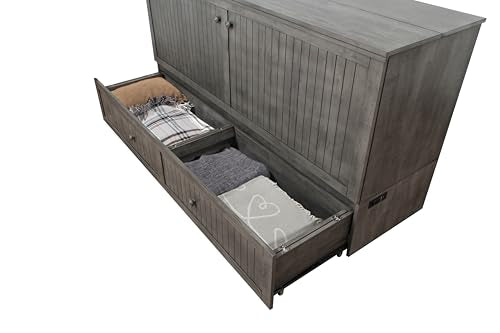 Mega Solutions Murphybedz Tuscany Murphy Cabinet Chest Bed with Charging Station 6 Inch (Galaxy Grey, King) - color: Galaxy Grey, size: King (U.S. Standard)