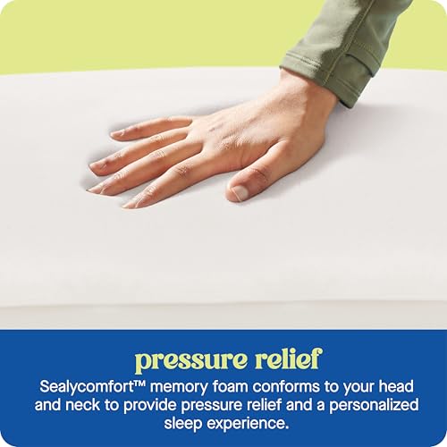 Sealy Dreamlife King Size Memory Foam Cooling Pillow with Surface Guard Technology, Removable Machine-Washable Cover, 1 Year Limited Warranty, White - size: King, style: 1 pack