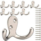 IBosins 8 Pack Heavy Duty Double Prong Coat Hooks Wall Mounted with 16 Screws Retro Double Hooks Utility Hooks for Coat, Scarf, Bag, Towel, Key, Cap, Cup, Hat - color: 8 Pcs Silvery