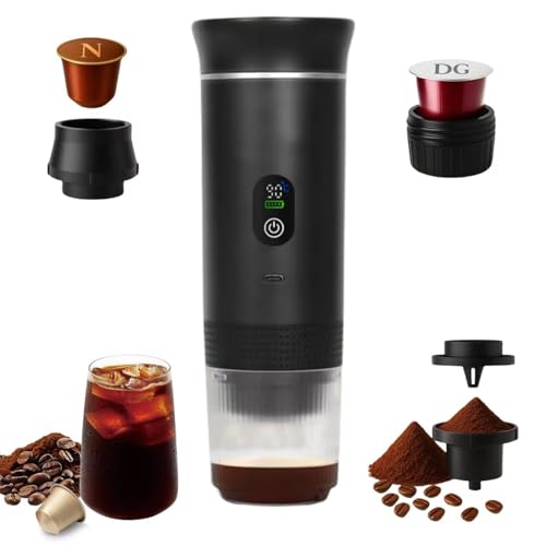 Portable Coffee Maker, 3-in-1 Espresso Machine for Travel 20 bar Mini Coffee Maker Compatible with Ground Coffee & Capsule for Car, RV, Hiking, Camping, Office, Travel Espresso Maker