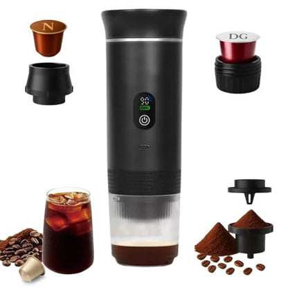 Portable Coffee Maker, 3-in-1 Espresso Machine for Travel 20 bar Mini Coffee Maker Compatible with Ground Coffee & Capsule for Car, RV, Hiking, Camping, Office, Travel Espresso Maker