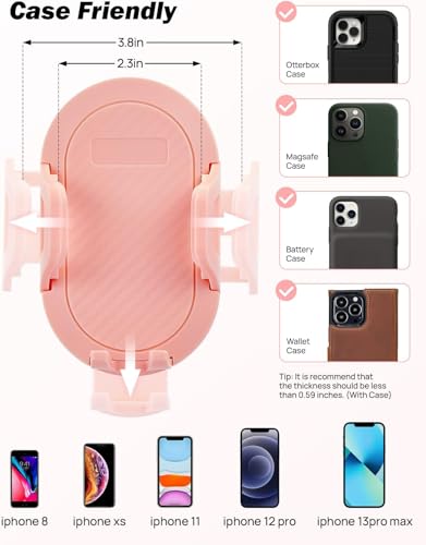 JOYTUTUS Cup Holder Phone Mount for Car, Car Cellphone Large Adapter Long Arm with 360 Degree Rotation, Compatible iPhone, Samsung & All Smartphones,Pink,1 Pack - color: PINK