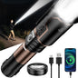 Flashlight 3000 High Lumens with Ignition Lens, Rechargeable Super Bright Zoomable LED Flash Light, 6 Mode Waterproof Handheld Powerful Tactical Flashlights for Camping Essentials Emergency - color: Black and Gold