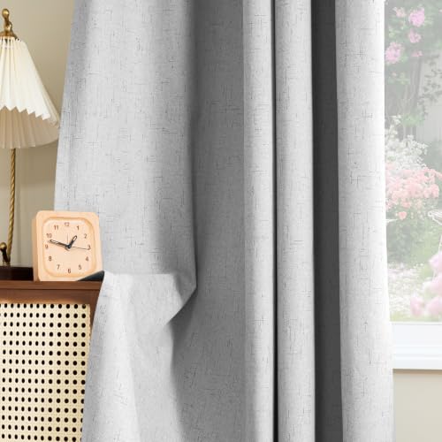 H.VERSAILTEX Linen Look 100% Blackout Curtains for Bedroom Full Light Blocking Rod Pocket Linen Textured Thick Window Curtain Drapes with White Backing 2 Panels, 42" W x 45" L, Glacier Gray - color: Glacier Gray, size: 42"W x 45"L (Pack of 2)