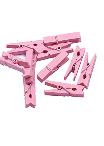 100pcs/Set Mini Colored Wooden Clips for Photo Clips Clothespin Paper Peg Pin Craft Decoration Clips Pegs Wedding Decoration (Pink) - color: Pink
