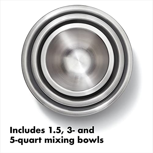 OXO Good Grips 3-Piece Stainless-Steel Mixing Bowl Set - color: White