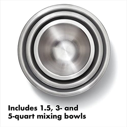 OXO Good Grips 3-Piece Stainless-Steel Mixing Bowl Set - color: White