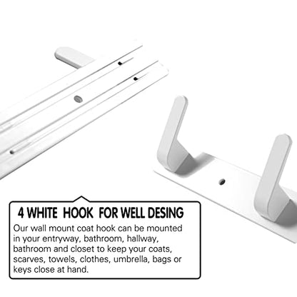 4 Hooks Matte White Bathroom Towel Hooks Mounted Wall Adhesive Heavy Duty Farmhouse Bath Coat Stick on Rack Hat Wall Hook Sticky White Kitchen Robe Rack Coat Hook White 4 Hooks Rack Towel for Bathroom - color: White, size: 13.19*1.18*1.38 inch（4hooks）