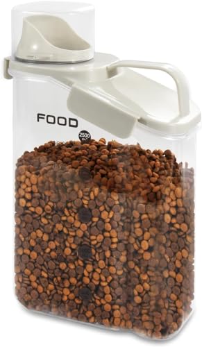 Dog Food Storage Container, Pet Food Container with Airtight Pour Spout, Cat Food Storage Container with Measuring Cups, Portable Pet Food Container for Dogs, Cats, Birds（White） - color: White
