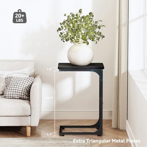 QEEIG C Table Side Table Set of 2 Living Room Sets C Shaped Couch Tray End Tables Modern, Black (017-30B) - color: Black, size: 11.8"W x 15.7"D x 25.6"H (2P)