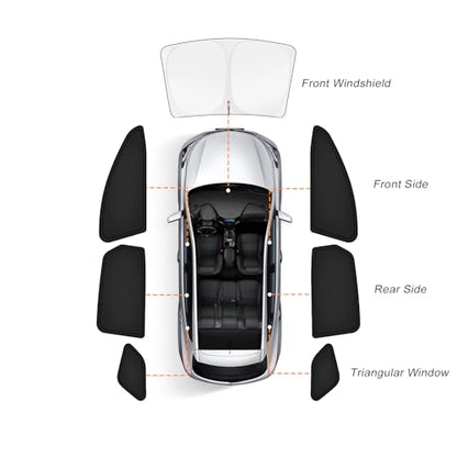 KUST Car Window Shades for Tesla Model 3 2018-2025 2026 Windshield Sun Shade Side Window Cover UV Block Privacy Protection Accessories for Camping Blackout Rear Back Full Set 7PCS - size: FOR | Tesla Model 3 2018-Present