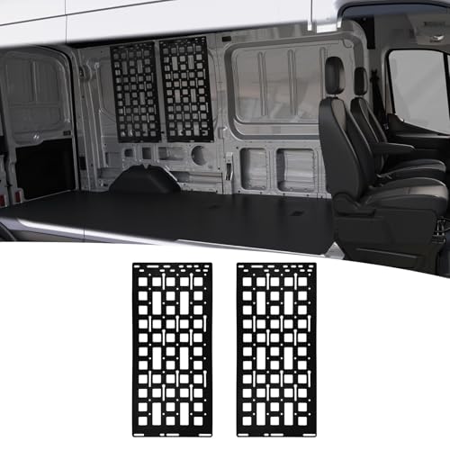 2PCS Side Molle Panel Compatible with 2015-2025 Ford Transit Cargo Van Mid/High Roof Heavy Duty Van Shelving Storage Molle Panel Organizer for 2024 Transit Accessories - color: 2015-2025 | Mid/High Roof | Side 2PCS
