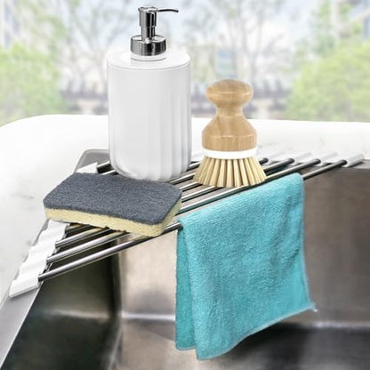 Sink Caddy Sponge Holder for Kitchen Sink, Small Dish Drainer for Kitchen Counter, Triangle Sink Brush Drainer Rack, Collapsible Dishes Drying Rack Over Sinks, Dishrack Utensil Holder Dryer White - color: White