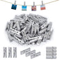 50pcs Silver Wooden Clothes Pins for Photos - 1.38inch Wood Clothespins Card Clips Photo Clips Clamp Natural Wooden Peg Pin Compatible Baby Shower,Gift Wrapping, Picture Hanging, Arts&Crafts - color: Silver, size: 3.5*0.7cm