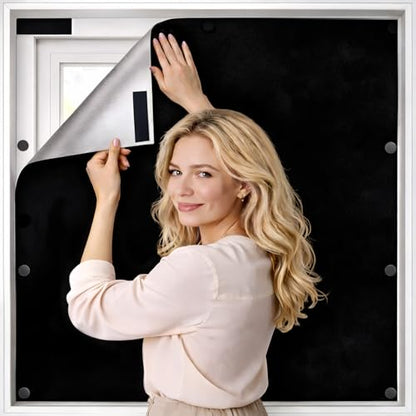 FINDMAG 100% Blackout Curtains for Bedroom, Magnetic Black Out Window Cover, 57" x 39" Portable No Drill Blinds for Windows for Theater Room, Home, Dorm, RV & Skylight, 420D Oxford Fabric - size: 57"W x 39"H