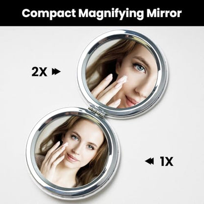 Magic Fantasy Tree Moon Art Print Foldable Travel Pocket Mirror Round PU Leather Portable Mini Makeup Double Sided Handheld Magnifying,2.6 in - color: Magic Fantasy Tree Moon Art