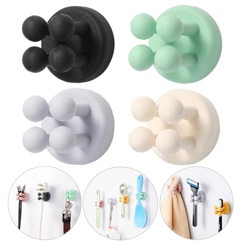iBetterLife Good Grips Razor Holder - 4Pcs Self Adhesive Silicone Toothbrush Holders Wall Mounted to Mirror for Shower Hanging Towel, Functional Waterproof Hook for Bathroom Kitchen Living Room Office - color: Multicolor, Silicone Toothbrush Holders