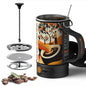 STOKE VOLTAICS Electric French Press Coffee Maker, 120V Boil Water & Press Coffee 2-in-1, Portable Design for Camping, Travel, 6 Minute Brew Ready - color: Bloom