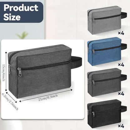 16 Pcs Travel Toiletry Bag for Men, Large Water Resistant Shaving Bag Hanging Cosmetic Bag with Handle and Divider Storage Makeup Pouch Organizer for Groomsmen Gifts Toiletries Accessories