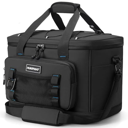 Hulongo Insulated Foldable Collapsible Cooler Bag Soft Sided Cooler for Picnic, Camping, Grocery Shopping, Beach, 30L - color: black