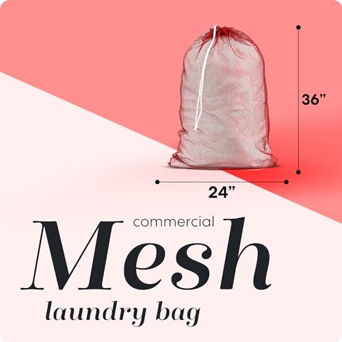 Handy Laundry Mesh XL Laundry Bag, 24" x 36" Heavy Duty, Durable Drawstring Closure, Machine Washable, Large Capacity for Delicates, Travel, College Dorm, Apartment, Red - color: Red