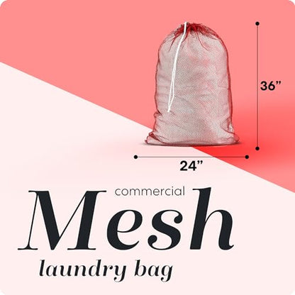 Handy Laundry Mesh XL Laundry Bag, 24" x 36" Heavy Duty, Durable Drawstring Closure, Machine Washable, Large Capacity for Delicates, Travel, College Dorm, Apartment, Red - color: Red