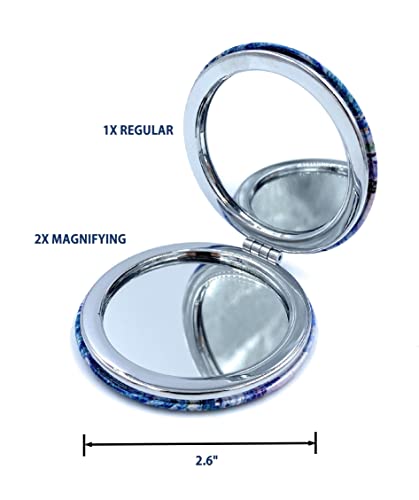 Mirror Small Fold Pocket Makeup Mirror Purple Cosmetic Mirror Handheld Variety Paul Signac Print Great Wedding Gift - color: Paul Signac