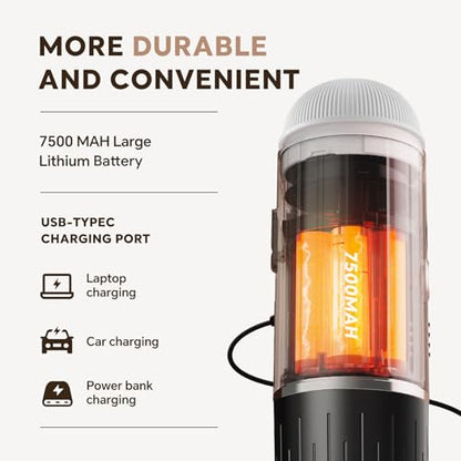 i Cafilas Portable Espresso Machine Self-Heating | Battery Powered Coffee Maker for Camping without Electricity| 2-in-1 Ground Coffee&NS Capsule|19 Bar| USB-C Fast Charge| White Coffee Maker for Car - color: White 03