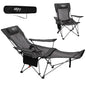 #WEJOY 2-in-1 Reclining Camping Chair with Footrest for Adults Folding Lounge Chair with Adjustable Backrest Lightweight Camping Chairs Heavy Duty Camp Chairs for Outdoor - color: Grey Black