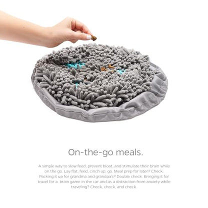 Pet Parents Forager Bowls, Slow Feeder Dog & Cat Bowls with SoftSnout™ & Non-Slip Backing, Portable Pet Puzzle Toys & Snuffle Mats, 30 oz, Modern Grey (Meadow Ponds)