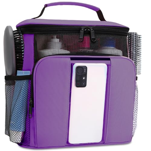 Mesh Shower Caddy,Portable HangingTravel Toiletry Bag Dorm Room Essentials for College Students Girls,Large Makeup Organizer for Full-Sized Toiletries,Travel Essentials for Women Girls Camping Beach - color: Purple