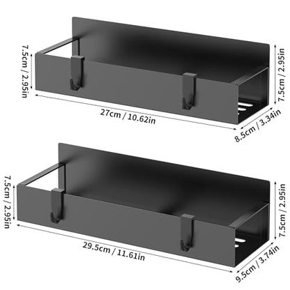 Magnetic Spice Rack for Refrigerator with Hooks, Magnetic Fridge Storage Organizer for Water Bottle, Magnetic Stanley Cup Holder for Kitchen, Black, 2 Pack