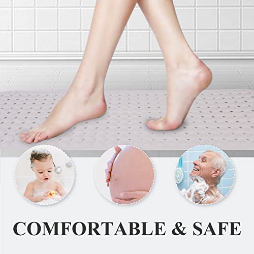 Sheepping Baby Bath Mat Non Slip Extra Long Bathtub Mat for Kids 40 X 16 Inch - Eco Friendly Bath Tub Mat with 310 Big Suction Cups,Machine Washable Shower Mat (Khaki) - color: Khaki