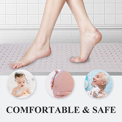 Sheepping Baby Bath Mat Non Slip Extra Long Bathtub Mat for Kids 40 X 16 Inch - Eco Friendly Bath Tub Mat with 310 Big Suction Cups,Machine Washable Shower Mat (Khaki) - color: Khaki
